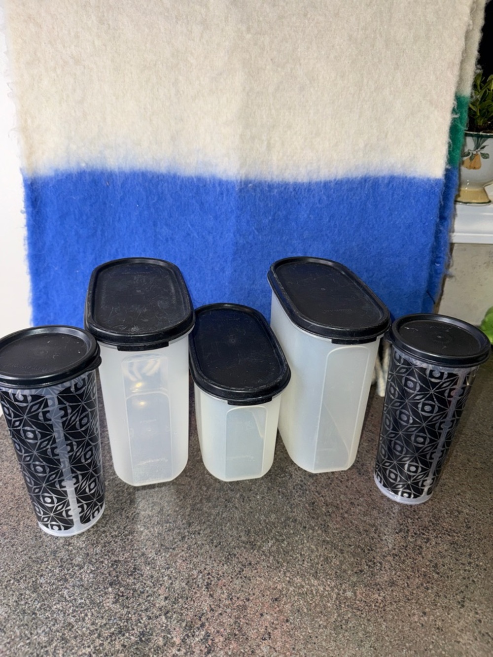 Tupperware Clear/Translucent Food Storage Container with Black Accents set 10